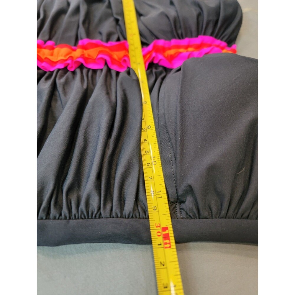 Bleu Rod Beattie Black NWT Strapless 1 Piece Swimsuit Size 8 Ruched Pink Orange - Picture 5 of 9